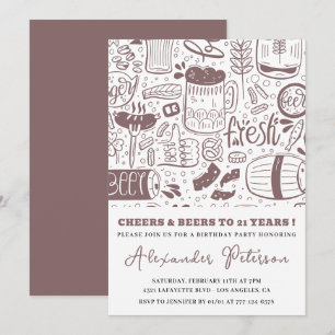 Invitation Cartons d'invitation 21 ans Hommes Bière Vintage