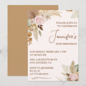 Invitation Cartons d'invitation 25 ans Boho Herbe de Pampas (Devant / Derrière)