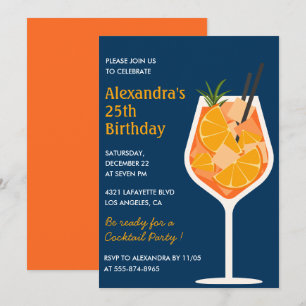 Invitation Cartons d'invitation 25 ans Cocktail Élégant Navy