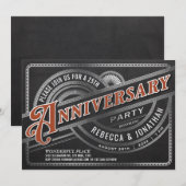 Invitation Cartons d'invitation 25 ans de mariage rétro feuil (Devant / Derrière)