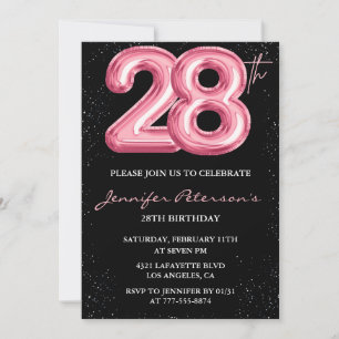 Invitation Cartons d'invitation 28ème anniversaire Glamour ba