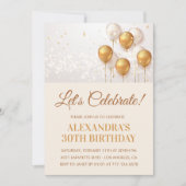 Invitation Cartons d'invitation 30 ans Ballons Or (Devant)