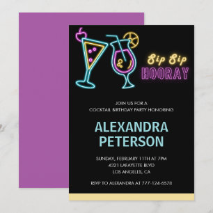Invitation Cartons d'invitation 30 ans Cocktail Neon Glow