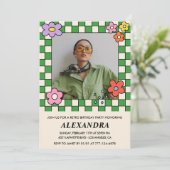 Invitation Cartons d'invitation 30 ans Fleurs Rétro Groovy (Debout devant)