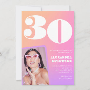 Invitation Cartons d'invitation 30 ans rose Photo rétro