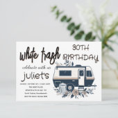 Invitation Cartons d'invitation 30ème anniversaire fleur blan (Debout devant)