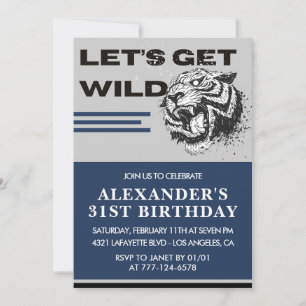 Invitation Cartons d'invitation 31e anniversaire hommes Tigre