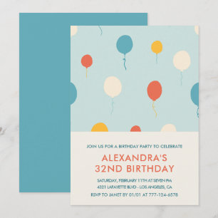 Invitation Cartons d'invitation 32e anniversaire Ballons Mode