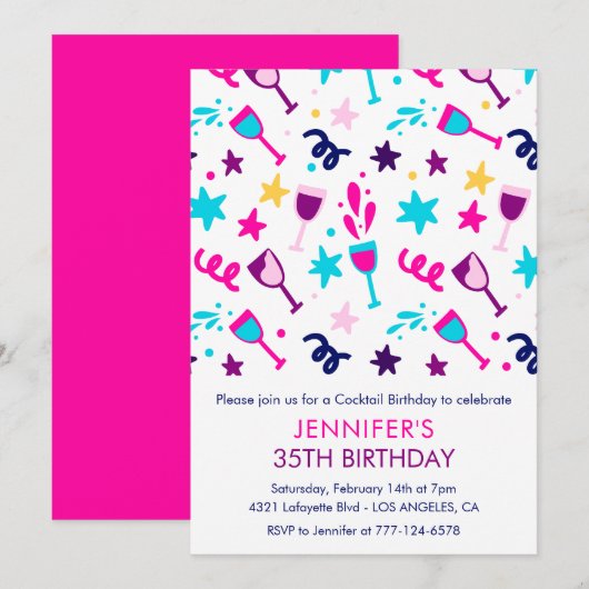 Invitation Cartons d'invitation 35e anniversaire Cocktail Mod (Devant / Derrière)