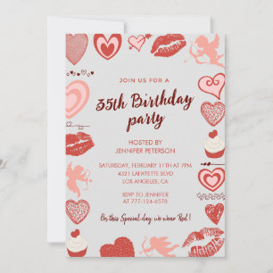 Invitation Cartons d'invitation 35e anniversaire coeurs gris