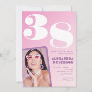 Invitation Cartons d'invitation 38e anniversaire rose Photo r