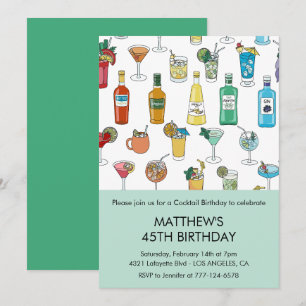 Invitation Cartons d'invitation 45 ans Cocktail Contemporain