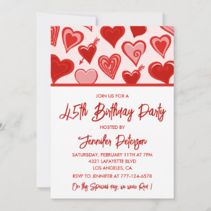 Invitation Cartons d'invitation 45e anniversaire Cœurs roses