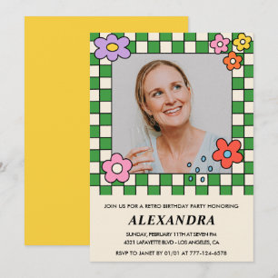 Invitation Cartons d'invitation 45e anniversaire Fleurs rétro