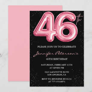 Invitation Cartons d'invitation 46e anniversaire Black Pink B