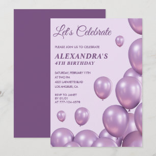 Invitation Cartons d'invitation 4ème anniversaire Ballons Chi