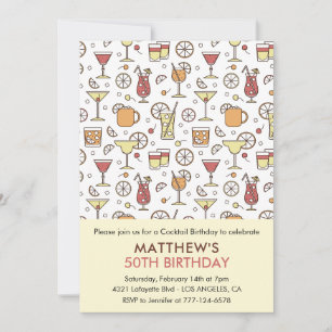 Invitation Cartons d'invitation 50 ans Anniversaire motif coc
