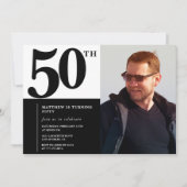 Invitation Cartons d'invitation 50 ans élégants et chics noir (Devant)