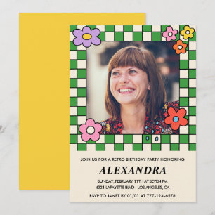 Invitation Cartons d'invitation 55e anniversaire Fleurs Rétro