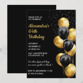Invitation Cartons d'invitation 64ème anniversaire Black Gold (Devant / Derrière)