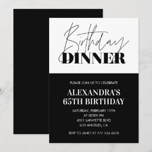 Invitation Cartons d'invitation 65 ans noir dîner Blanc