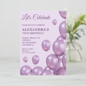 Invitation Cartons d'invitation 72 ans Ballons violets (Debout devant)
