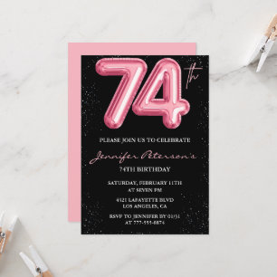 Invitation Cartons d'invitation 74e anniversaire Black Pink B