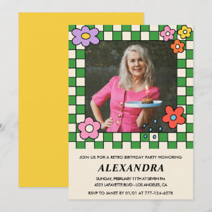 Invitation Cartons d'invitation 75 ans anniversaire Retro Gro