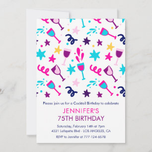 Invitation Cartons d'invitation 75 ans Cocktail Moderne Rose