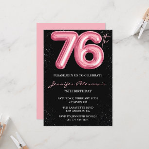 Invitation Cartons d'invitation 76e anniversaire Black Pink B