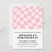 Invitation Cartons d'invitation 80e anniversaire Damier Rose (Devant)