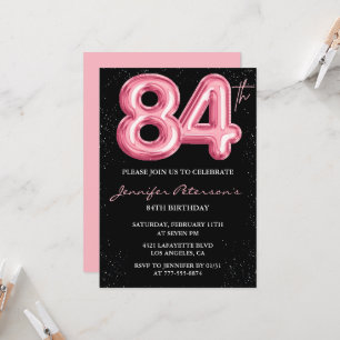 Invitation Cartons d'invitation 84e anniversaire Black Pink B