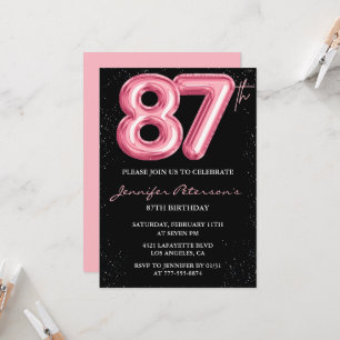 Invitation Cartons d'invitation 87e anniversaire Black Pink B
