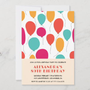 Invitation Cartons d'invitation 89e anniversaire Ballons Mode