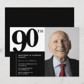 Invitation Cartons d'invitation 90 ans noirs Élégant Chic (Devant / Derrière)