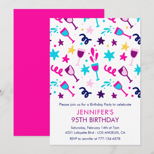 Invitation Cartons d'invitation 95e anniversaire Cocktail Mod (Devant / Derrière)