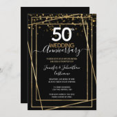 Invitation Cartons d'invitation à bordure dorée pour le 50e a (Devant / Derrière)