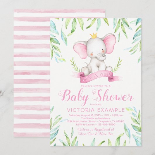 Invitation Cartons d'invitation à la baby shower de la prince (Devant / Derrière)