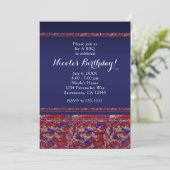 Invitation Cartons d'invitation à la fête à paillettes rouges (Debout devant)