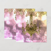 Invitation Cartons d'invitation à la fête au lustre en or ros (Devant / Derrière)
