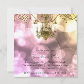 Invitation Cartons d'invitation à la fête au lustre en or ros (Dos)