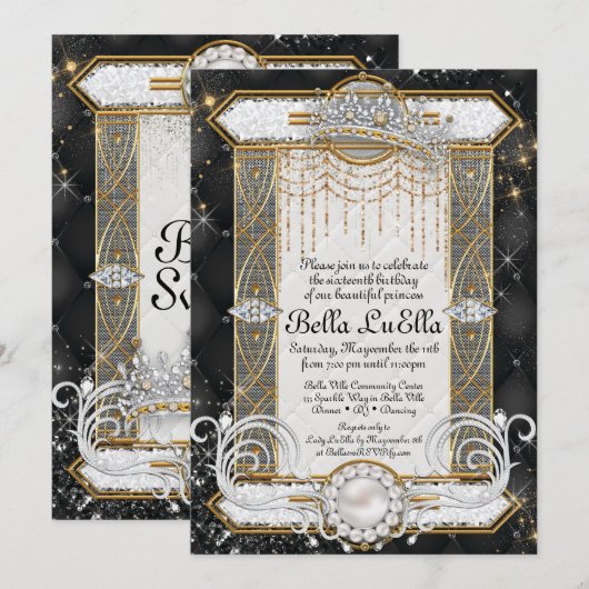 Invitation Cartons d'invitation à la fête de la princesse Bli (Devant / Derrière)