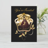 Invitation Cartons d'invitation à la fête de Noël Black Gold  (Debout devant)