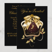 Invitation Cartons d'invitation à la fête de Noël Black Gold  (Devant / Derrière)