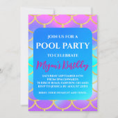 Invitation cartons d'invitation à la fête piscine sirène (Devant)