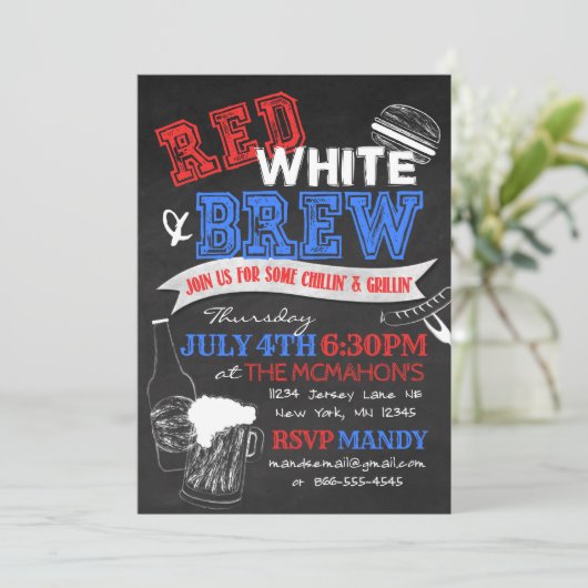 Invitation Cartons d'invitation à la fête Red White and Brew (Debout devant)