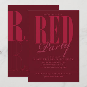 Invitation Cartons d'invitation à la fête Rouge Radieux