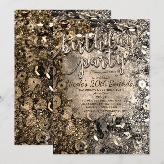 Invitation Cartons d'invitation à sequins pour fête d'anniver (Devant / Derrière)