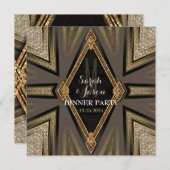 Invitation Cartons d'invitation à un dîner romantique Art déc (Devant / Derrière)