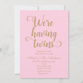 Invitation Cartons d'invitation à une baby shower rose et or  (Devant)